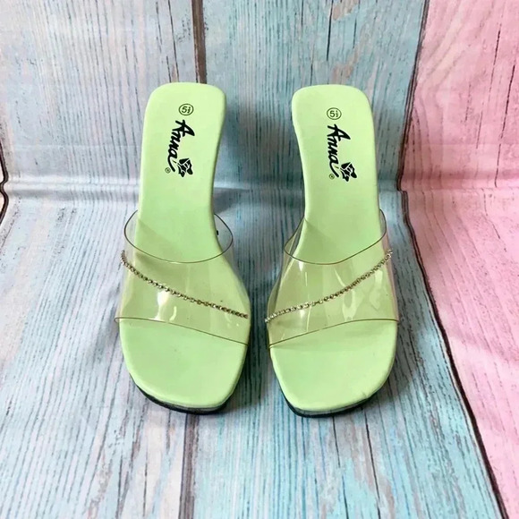 Y2K clear heel square toe open toe sandal high heels size 5.5 - Picture 3 of 10